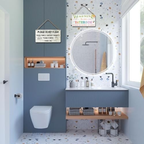 YOHIYE Kids Bathroom Wood Sign I Have No Control In Here 12x6 Inch