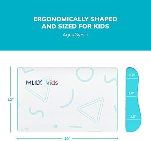 MLILY Kids Adjustable Memory Foam Pillow - 12x20 Inch Blue