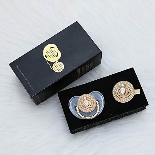 MIYOCAR 3D Bling Diamond Crown Pacifier Clip Set