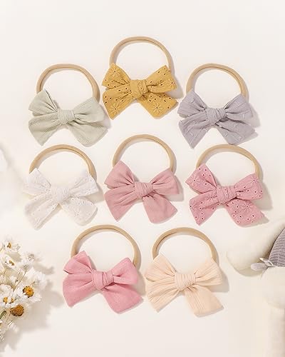 Jollybows 12PCS Baby Girls Hair Bows Elastic Headband