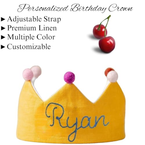 Custom Birthday Crown with Embroidered Name for Girls