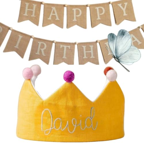 Custom Birthday Crown with Embroidered Name for Girls