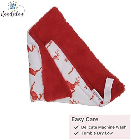 Doodalou Minky Faux Fur Pacifier Blanket Red Reindeer
