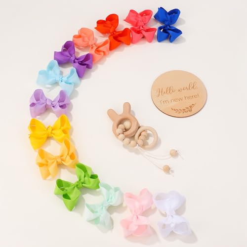 58pcs 3 Inches Grosgrain Ribbon Pinwheel Hair Clips for Baby Girls Kids