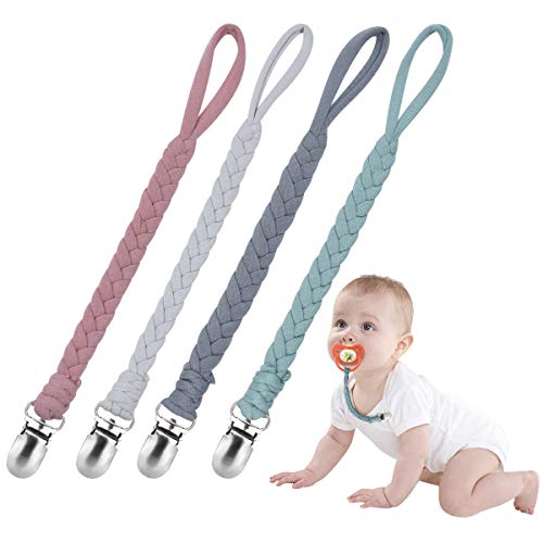 Baby Pacifier Holder 100 Handmade Braided Clip Grey
