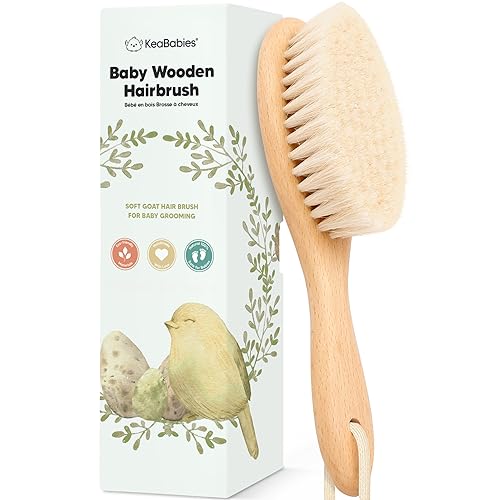 KeaBabies Wooden Baby Hair Brush with Soft Goat Bristles 1