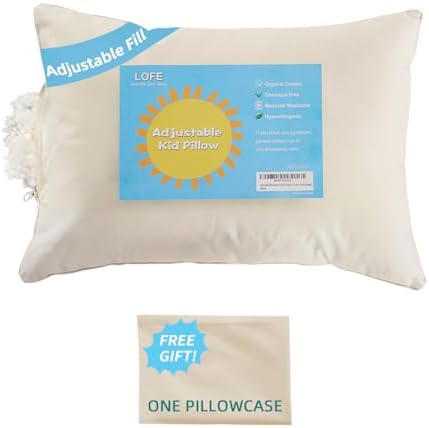 LOFE Organic Pillow with Pillowcase - 16x22 Kids Pillow