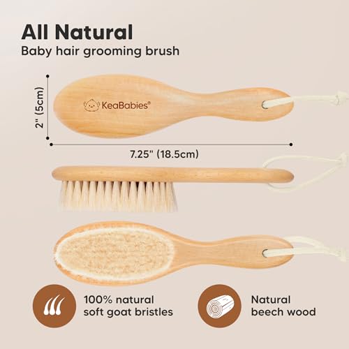 KeaBabies Wooden Baby Hair Brush with Soft Goat Bristles 1