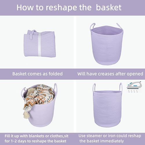 XUANGUO Tall Rope Laundry Basket with Handles