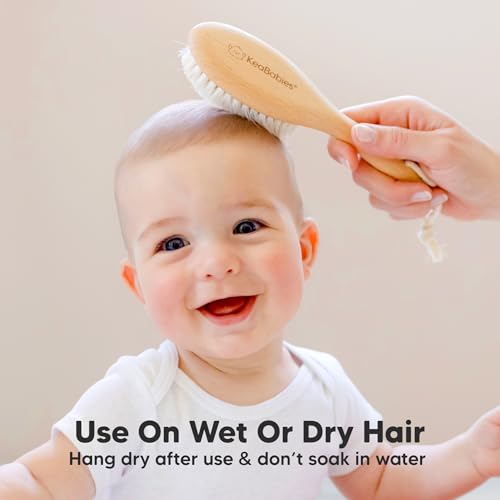 KeaBabies Wooden Baby Hair Brush with Soft Goat Bristles 1