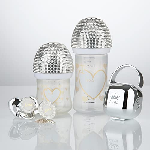 MIYOCAR Luxurious 4pcs Bling Baby Pacifier Set with Name