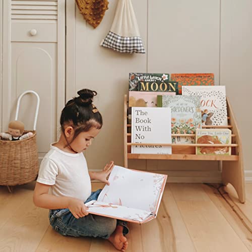 Montessori Bookshelf for Toddler Natural Wooden Storage Shelf