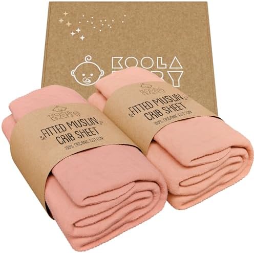 KoolerThings Organic Muslin Crib Sheets - 52x28 2 Pack Pink Light Pink