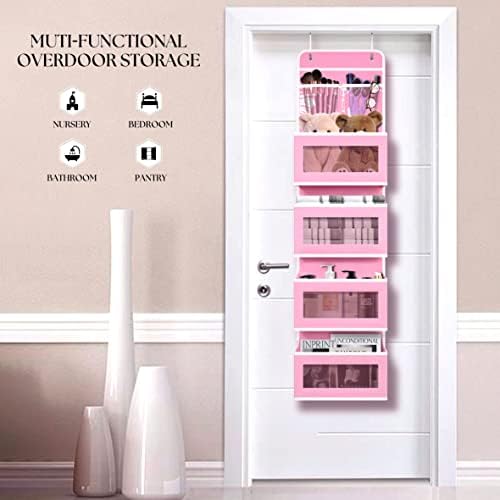 Pink Over Door Organizer with 4 Large Pockets