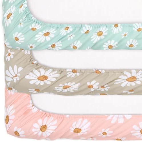 The Peanutshell 3-Pack Daisy Dreams Playard Sheets