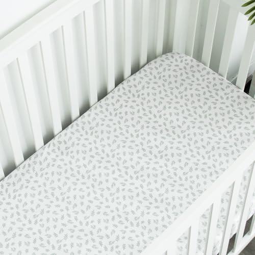 Biloban Mini Crib Sheets 4 Pack Aqua Leaf