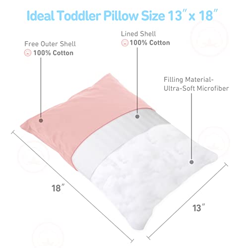Babebay Toddler Pillow - 13X18 Soft Pink Sleep Pillow for Kids