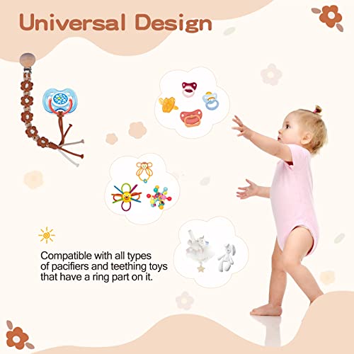 Floral Daisy Macrame Pacifier Clip Holder