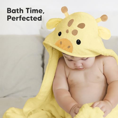 KeaBabies Hooded Baby Towel - Bamboo Viscose Giraffe Design