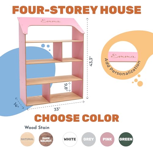 Enjoy The Wood Wooden Dollhouse Bookcase - Pink