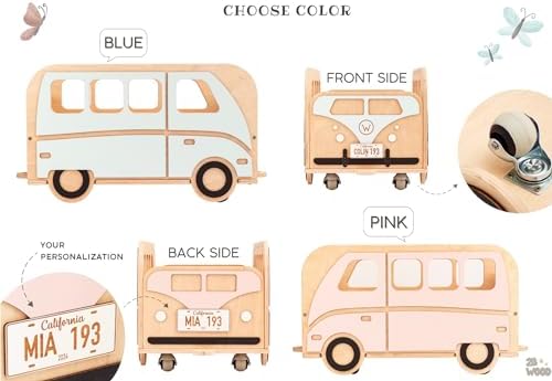 Personalized Wooden Toy Box with Wheels for Kids