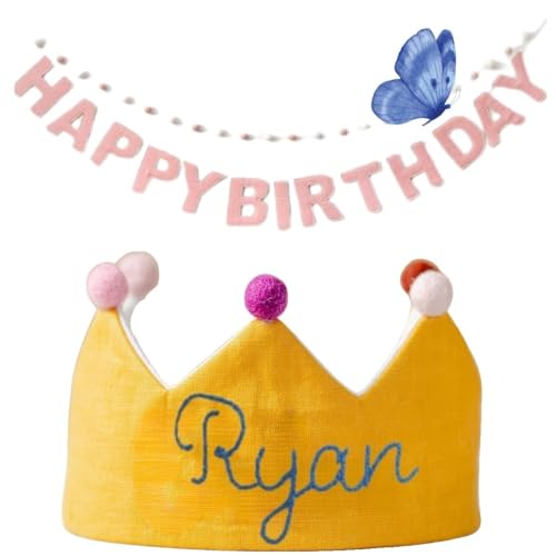 Custom Birthday Crown with Embroidered Name for Girls