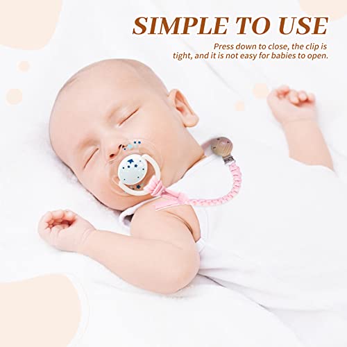 Maveek Braided Pacifier Clips 3 Pack Neutral Colors