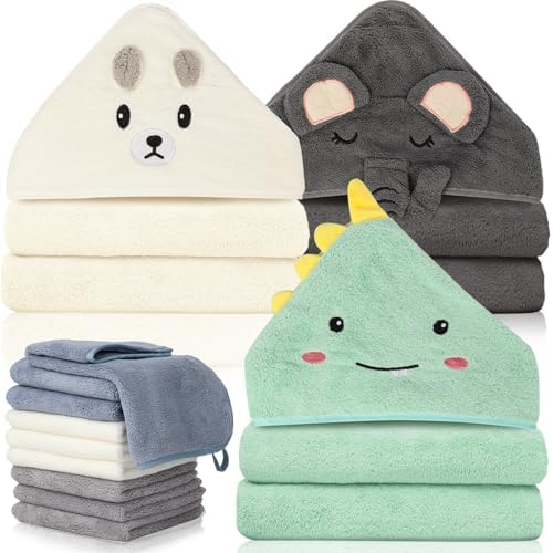 Sublaga 31x31 Inch Baby Hooded Towels Set 12Pcs