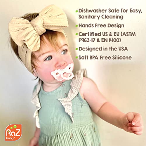 RaZbaby Sloth Teether with BerryBumps Design 3 Months Teething Pacifier Tan