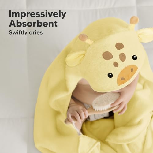 KeaBabies Hooded Baby Towel - Bamboo Viscose Giraffe Design