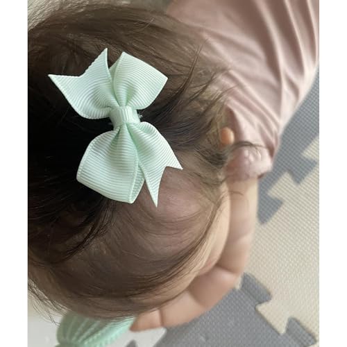 ALinmo 2 Baby Hair Clips with Lined Bows in Pairs