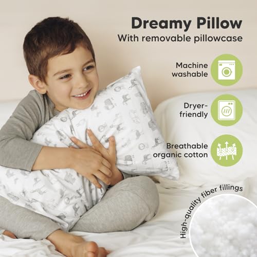 KeaBabies Toddler Pillow - 10x18 Organic Cotton Soft Breathable Machine Washable 2-5 Years