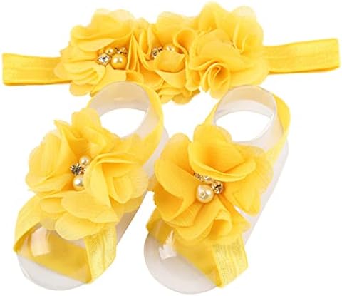 Baby Girl Foot Flower Headband Set