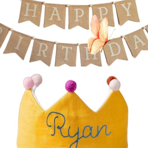 Custom Birthday Crown with Embroidered Name for Girls