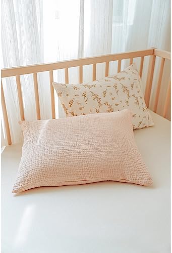 Konssy Muslin Toddler Pillowcase 2 Pack - Pink Floral