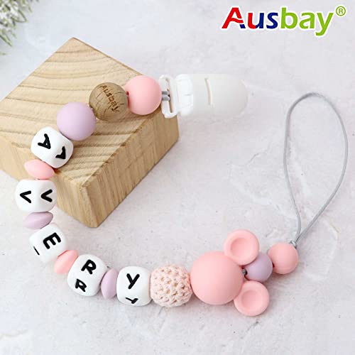 Personalized Pacifier Clip with Name - Custom Baby Gift Pink