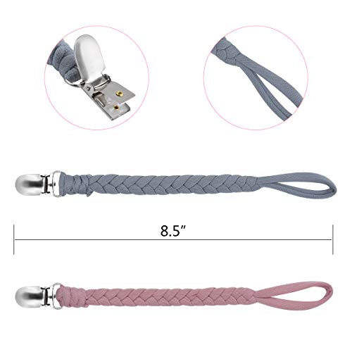 Baby Pacifier Holder 100 Handmade Braided Clip Grey