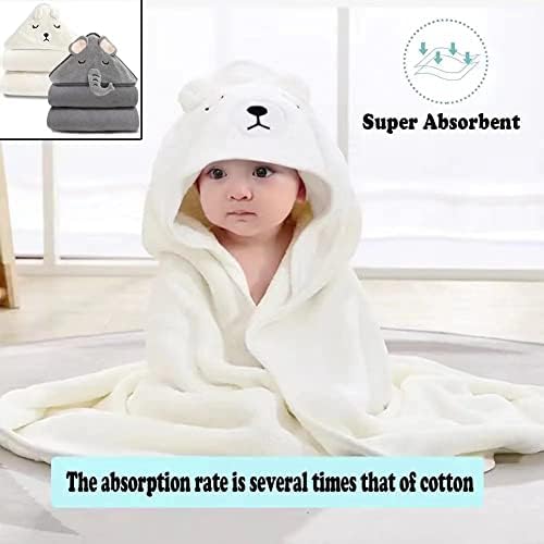 YECELINST URSEORY 2 Pack Hooded Baby Towels with Elephant and Bird Design