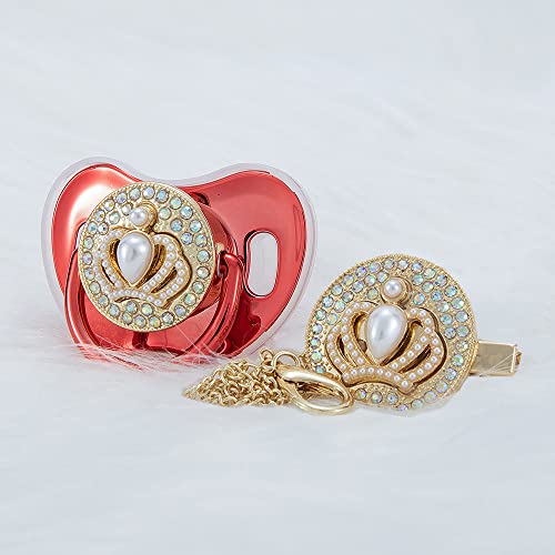 MIYOCAR 3D Bling Diamond Crown Pacifier Clip Set