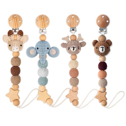 LSTRAGY Handmade Christmas Pacifier Clip Holder 4PCS 1