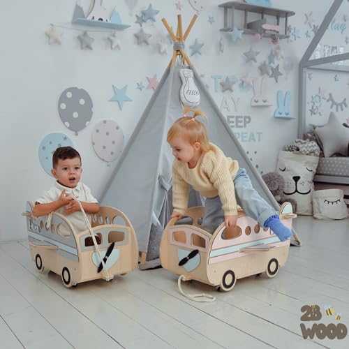 Personalized Wooden Toy Box With Wheels for Kids 1