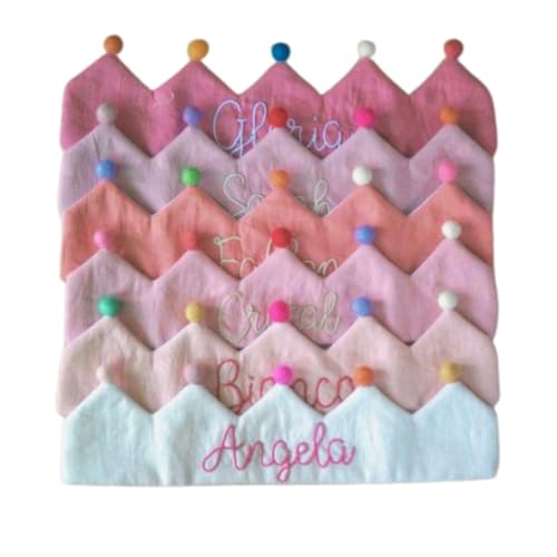 Handmade Baby Birthday Crown with Embroidered Name