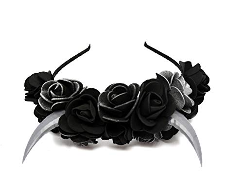 Handmade Black Silver Horns Headband for Baby