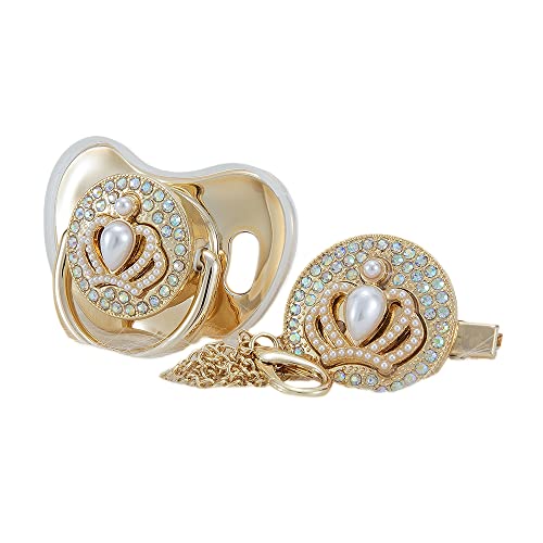 MIYOCAR 3D Bling Diamond Crown Pacifier Clip Set
