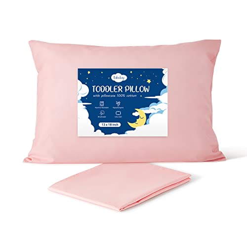Babebay Toddler Pillow - 13X18 Soft Pink Sleep Pillow for Kids