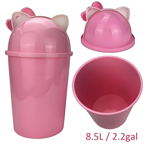 2 Gallon Cute Pink Kids Trash Can for Bedroom