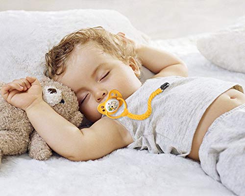 4-Piece Pacifier Clips with Braided Leash for Babies