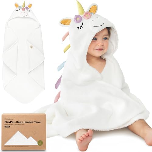 KeaBabies Organic Hooded Baby Towel for Boys Girls