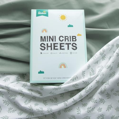 Biloban Mini Crib Sheets 4 Pack Aqua Leaf