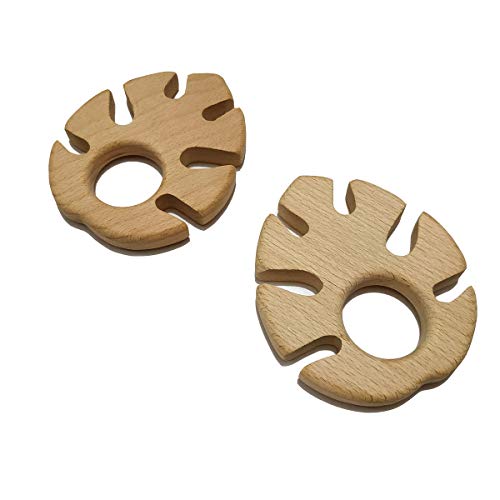 5pcs Natural Wooden Banana Leaf Teether